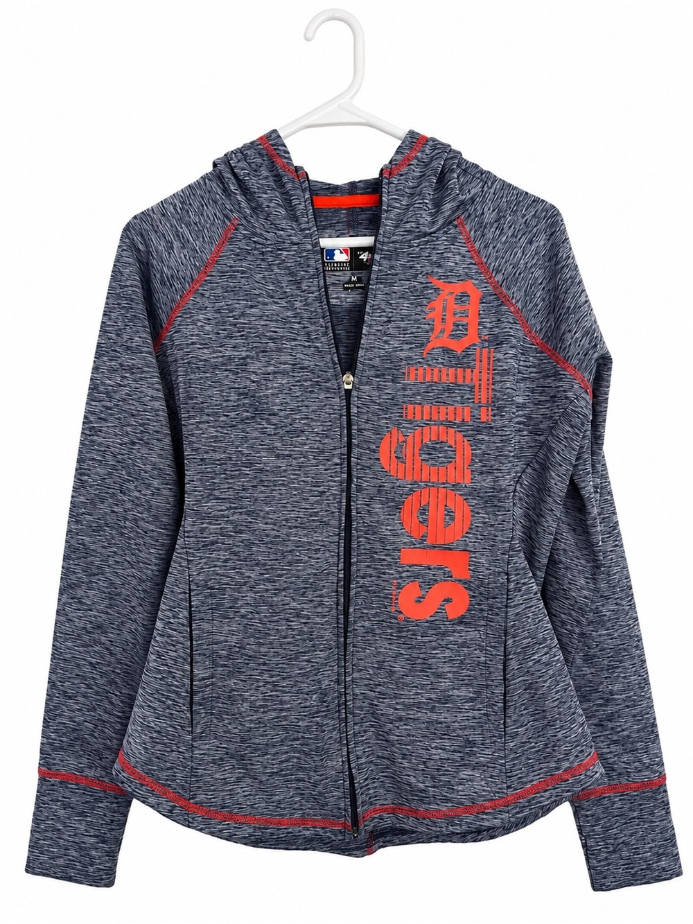 Detroit Tigers woman’s Navy Zip-Up Hoodie with Orange Logo